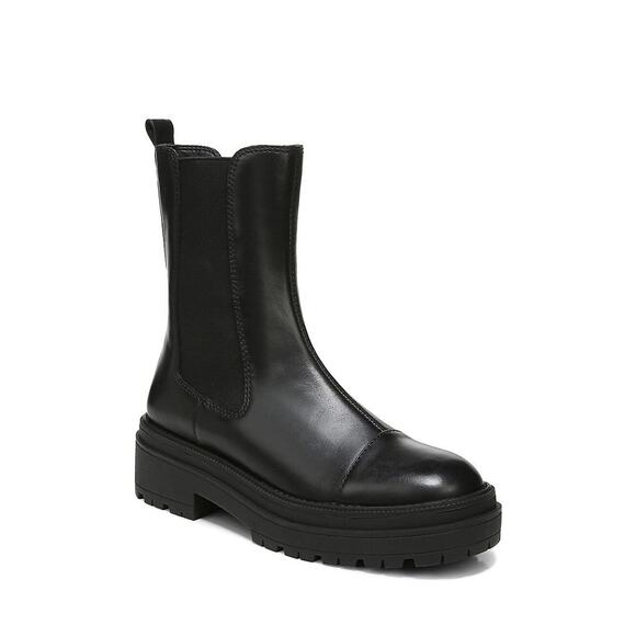 Sam Edelman Wellington Lug Sole Chelsea Boot Black Leather - 9.5 - Picture 2 of 6